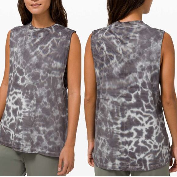 Lululemon All Yours Tie Dye Sleeveless Athletic Tank Top Graphite ptp21 - Picture 1 of 8